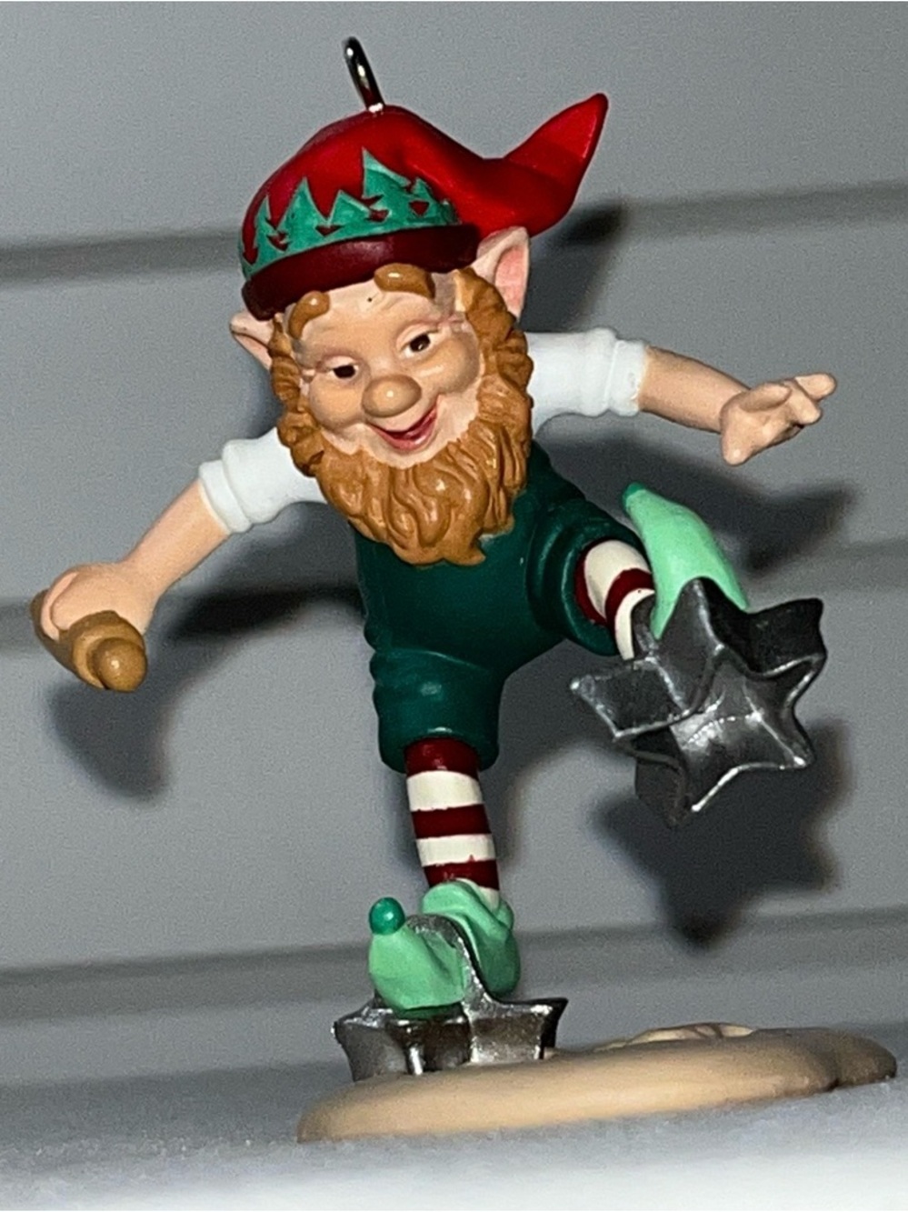 Holiday Elf Ornament in Red & Green - Festive Home Holiday Decoration